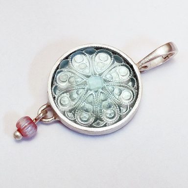 Wechselanhänger aus Silber mit hellem Glassteinen und Murano-Glasperle