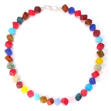 Bunte Glaswürfelkette mit 8 mm Kantenlänge